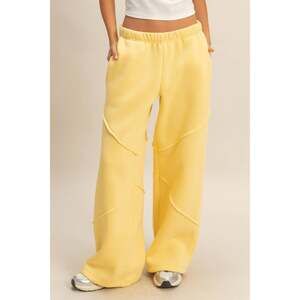 Double Zero Yellow Terry Cotton Wide Leg Sweat Pants